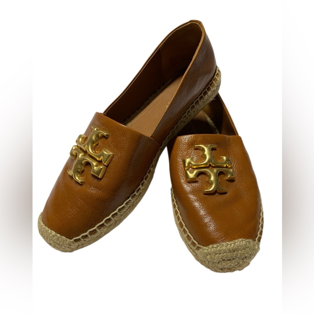 Tory Burch Brown Espadrilles with Gold Emblem